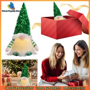 Festive Lighted Dwarf Santa Claus Plush Rudolph Statue for Christmas Decorations Home Decor Gift