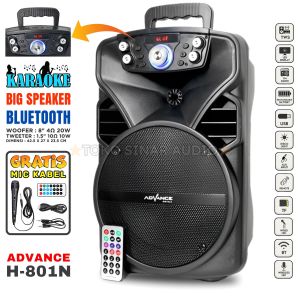 SPEAKER BLUETOOTH FULL BASS ADVANCE H-801 N + GRATIS MICROPHONE SUBWOOFER 8INCH / speaker bluetooth full bass / salon bluetooth full bass / speaker bluetooth / speaker aktif / speaker aktif super bass