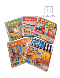 Ori Campbell Busy Books: Push & Pull Interactive Fire Station/Airport/Builder/Farm/Supermarket Educational Books