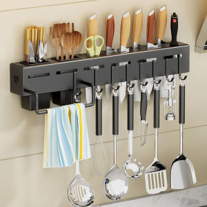 Multifunctional Wall Storage Pot Lid RackChopstick holder Hanging Pot Rack Organizers Wall Mounted Kitchen Cooking Utensil Holder Pan Hanger with 8 hooks