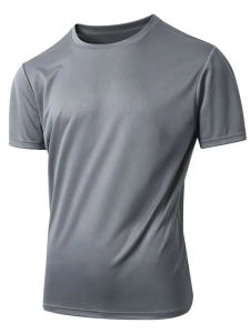 Áo thun nam màu trơn giản dị - Cổ tròn tay ngắn vải thun lạnh co giãn hoàn hảo cho mùa xuân/hè