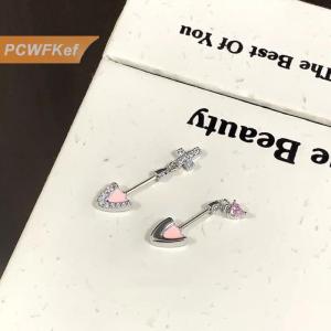 【PCWFKef】 1pcs mèo của tai hình Flash Zircon Tim Chéo Mặt dây chuyền Tai xương móng tay Bông tai cho phụ nữ hợp thời trang cơ thể xuyên phụ kiện