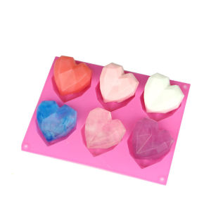 【Local Warehouse】3D DIY Mold Diamond Heart Shape Silicone Mold for Baking Cake Chocolate Fondant Soap Candle Molds for Pastry Pudding Jelly Diamond-Heart-Mold