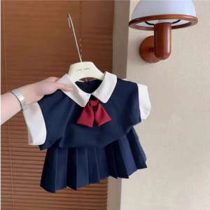 [KIDSFASHIONKOLEKSI] Setelan School Dasi Pita Merah Anak Perempuan Rok Celana Remple