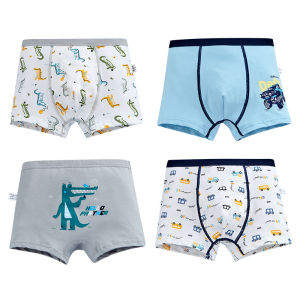 KUCHAR berkualiti tinggi 4 Pcs/Set kanak-kanak lelaki seluar dalam kapas Boxer remaja Boy Dinosaur cetak reka bentuk seluar dalam bernafas lembut