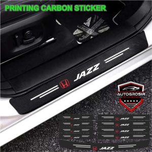 9Pcs Print carbon pijakan mobil Honda jazz sticker pelindung pijakan pintu bagasi