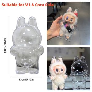 (Ready Stock) Kebidumei 2pcs labubu Dolls Protective Case V2 V1 Transparent Protective Acrylic Case  Waterproof Storage Keychain Bags LABUBU Dolls Accessories