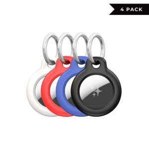 DUX Secure Holder for AirTag with Keyring PC Keychain Smart Tracker Device 4 Pack