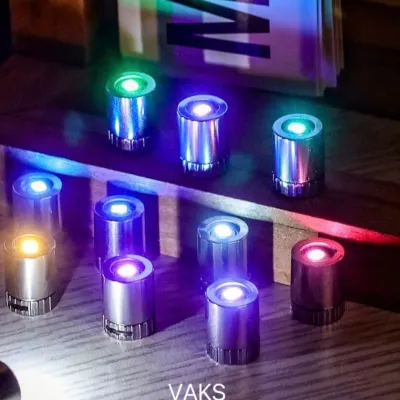 Combo 3 LED chiếu thẳng hình trụ mini- dùng pin 7 MÀU có chớp - Trang trí tiệc tùng đèn trung thubong bóng