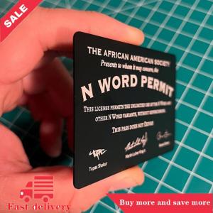[COD]Flash Delivery N Word Permit Gag Novelty Parody Card For Social Commentary Funny Satirical Prank Gift For Friends Colleagues And Family