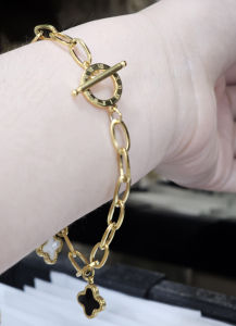 Gelang Rantai Titanium Clover Paperlip O GLT-498