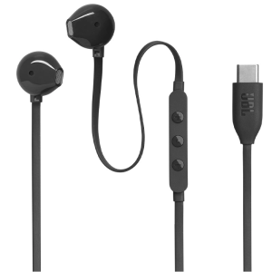 JBL T305C headphones USB-C Wired Hi-Res Earphones Pure Bass Sound with In-Line Mic for Music/Gaming/Calls Tangle-Free Cable Smartphone/Tablet/Laptop Compatible