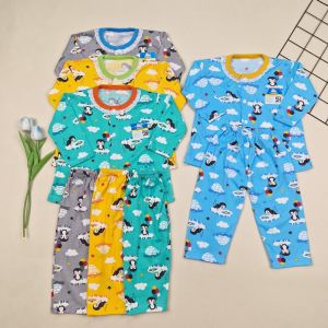 Piyama anak perempuan printing setelan piyama kancing 3-18 bulan setelan anak cewek lengan panjang