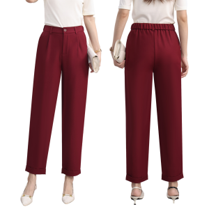 Willing PP Womens High Waist Gartered Trousers - Folded Cuff Regular Fit Cotton-Polyester Blend 25-31 Casual to Formal Wear | HM251