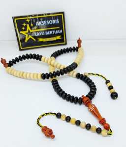 tasbih kayu galih kelor hitam kombinasi kayu kemuning