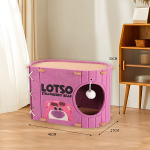 Lovinland Cat Bed House for Indoor Cats Foldable Cat Beds Cave Felt Cats Tunnel Bed Condo Castle Kitten Cube Hideaway for Multicats Scratch Resistant House Cat Scratcher