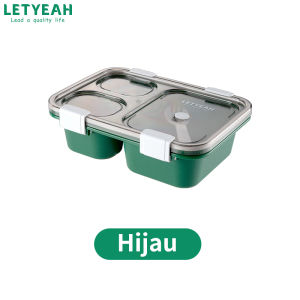 LetYeah Lunch Box 3 Grid Anti Bocor Kotak Bekal Makan Anak 850ml Gratis Garpu