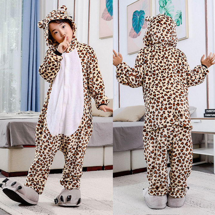 Leopard Kigurumi Onesie Sleepwear Children Animals Cosplay