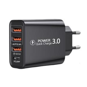 Fast Speed 4 Port European Travel Type C To EU Adapters Multiple Device Charging