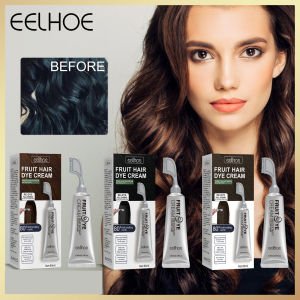 Eelhoe ครีมยาย้อมขนผลไม้ ย้อมสีผมสีดำกับหวีปกทันทีผมหงอกสีขาวอ่อนโยนไม่ระคายเคืองผมสีดำติดทนนานและเงางามสำหรับผมทุกประเภท3สี80มล.