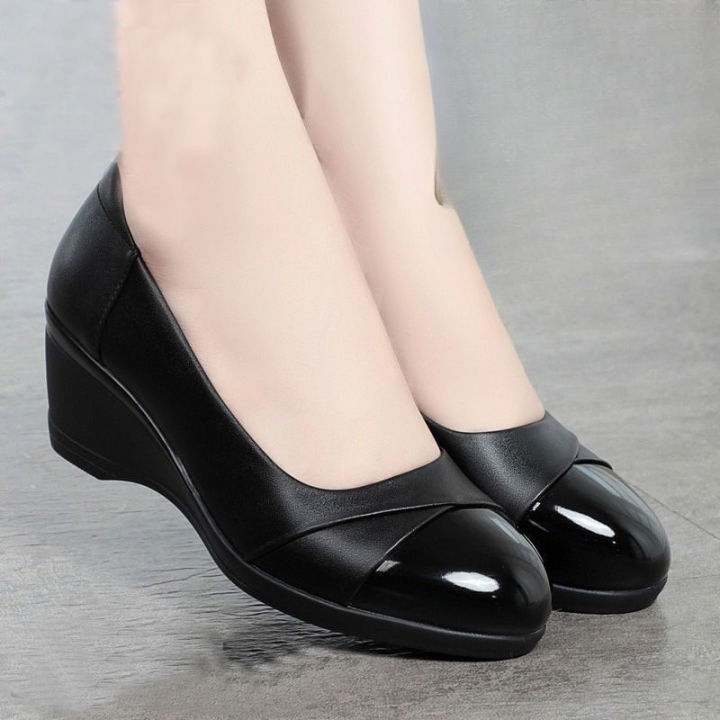 New Comfortable Genuine Leather Women's Work Shoes Women's Fashion Wedge  Casual Women's Shoes Loafers Women Lazada PH