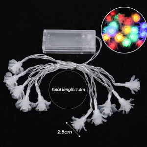 YESPERY 1.5m Colorful Rose LED String Lights Fairy Lights Garland Outdoor New Year Christmas Tree Home Garden Decor Valentines Day Decorative Rose Lamp