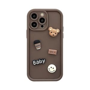 FOX Case Oppo A1K A3S A3 A3X A5 A5S A5 2020 A7 A9 2020 A11K A12 A15 A15S A16 A16S A17 A17K A18 A38 F9 Casing Softcase Cute 3D Coffe Milky Baby Bear Shockproof Premium