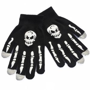 OLOPYN Cool Punk Warmer Skull Non Slip Keep Warm Male Skeleton Halloween Luminous Mittens Full Finger Gloves Half-finger Gloves Fashion Accessories