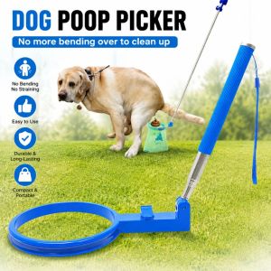INTOONE Long Handle Dog Poop Scooper Non-Contact Portable Waste Cleaning Shovel  Foldable Pet Waste Picker Puppy Cleanup