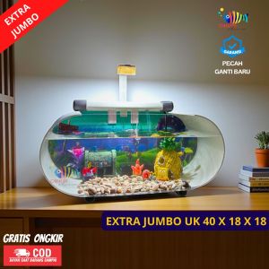 1 SET LENGKAP AQUARIUM AKRILIK MINIMALIS UKURAN EXTRA JUMBO 40 X 18 X 18 LENGKAP TINGGAL PAKAI (EXTRA JUMBO)