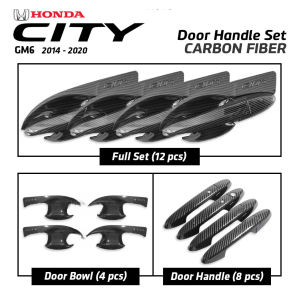 Honda City GM6 2014 - 2020 Door Bowl Door Handle Cover Car Accessories Carbon /Black Pattern