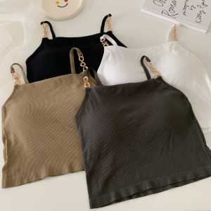 Crop Top Rajut Tali Rantai Import Premium Fit S-XXL/ Tank Top With Cup Bra Bahan Rajut Tali Rantai Fit s-xxl