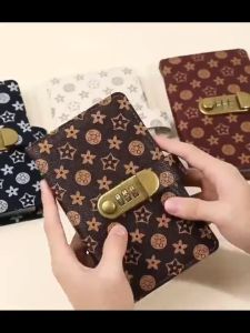 GEESO PU leather Binder Saving Challenge Savings Book With Password Lock Couples 100-day Challenge E COD