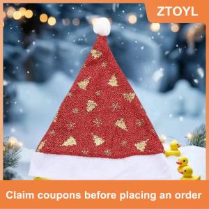 【ZTOYL】 Glitter Colorful Christmas Hats For Adult Kids Shiny Snowflake Rainbow Santa Claus Hat Xmas Caps New Year Party Decoration Props