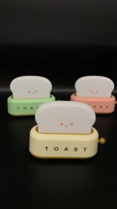 Cartoon Night Light Modern Lamp For Bedroom Cute Toast With Timer Led Rechargeable Portable Decorative Dimming For Nursery Warm White Kids Soft Glow Bedside For Kids Table Lamps