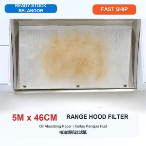 1 Roll Selangor Ready Stock 5M Range Hood Oil Filter Paper 46cm Kitchen Grease Absorbing Kertas Penapis Hud 抽油烟机过滤纸