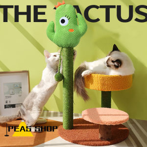 Cactus Cat Tree Cat Tower with Sisal Scratching Post Board for Indoor Cats Cat Condo Kitty Play House with Perch Basket Toys for Kittens
