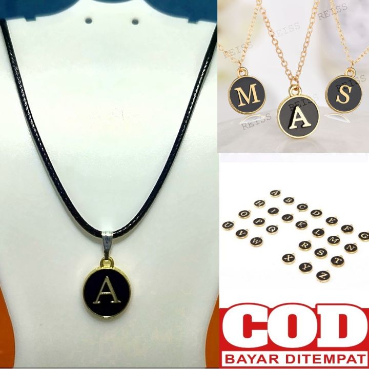 KALUNG ABJAD HURUF INISIAL / KALUNG TALI PANJANG 45-50CM / KALUNG