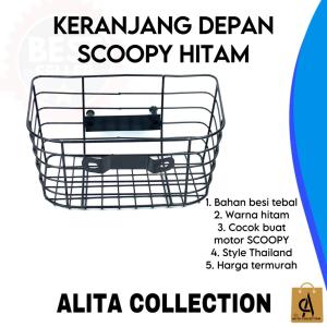 KERANJANG SAYUR SCOOPY DAN DUDUKAN PLAT NOMOR WARNA HITAM UNTUK SEPEDA MOTOR HONDA BEBEK BAHAN BESI TEBAL HARGA TERMURAH BARANG BERKUALITAS PROMO DISKON TERLARIS