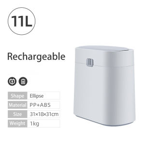 Vision 11L/13L Touchless Trash Can with Lid for Bathroom Automatic Plastic Garbage Can Waterproof Motion Sensor Trash Bin for Office/Bedroom/Living Room - USB Rechargeable
