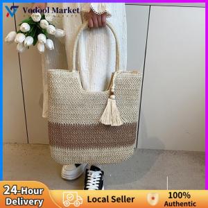 【Vodool】Women Tote Bag with Tassels Summer Straw Woven Shoulder Bag for Holiday and Casual Outings