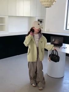 Girls coat 女童外套冲锋衣春秋2025洋气儿童上衣春装中大通女孩连帽外衣  现货 热卖Ready