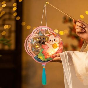 KAWAIIR Glow In The Dark Rabbit Lantern Festive Lighting Creative Glowing Lantern Traditional Style Handmade Kit Lantern DIY Material Pack Mid-Autumn Festival