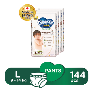 MamyPoko Natural Pants Baby Diapers L 36pcs x 4 packs (9-14 kg) [Carton]