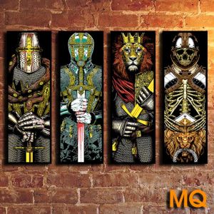 Tranh Nhật Cổ - Bộ 4 Tranh Vương Quyền Tranh Chiến Binh Trang Trí Quán Cafe Tattoo Barbershop Trà Chanh Trà Sữa Quán Ăn
