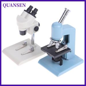 QUANSEN บ้านตุ๊กตา1:12กล้องจุลทรรศน์ขนาดเล็กอุปกรณ์ในห้องปฏิบัติการโมเดลของเล่นตกแต่งฉากทดลอง1ชิ้น