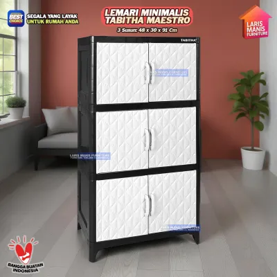 Lemari Pakaian Plastik Lemari Pintu Rak Serbaguna Maestro Tabitha Original Lemari Minimalis Modern