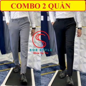 Combo 2 Quần tây nam hàn quốc loại quần dầy dặn vải co giãnống côn Slimfit cao cấp nhiều combo không nhăn không xù không ra màu mềm mịnthoáng mát thấm hút mồ hôi tốt Quần âu cao cấp ống côn phù hợp cho học sinh sinh viên nhân viên công sở