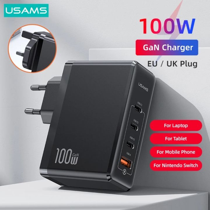USAMS PD 100W Gan Charger EU UK Plug Quick Charger Portable Phone ...