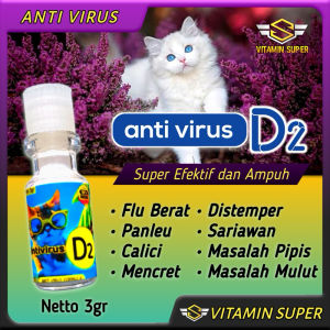 Obat Kucing Anti Virus D2 | Obat Flu Berat Panleu Calici Distemper Mencret Pipis Darah Batuk